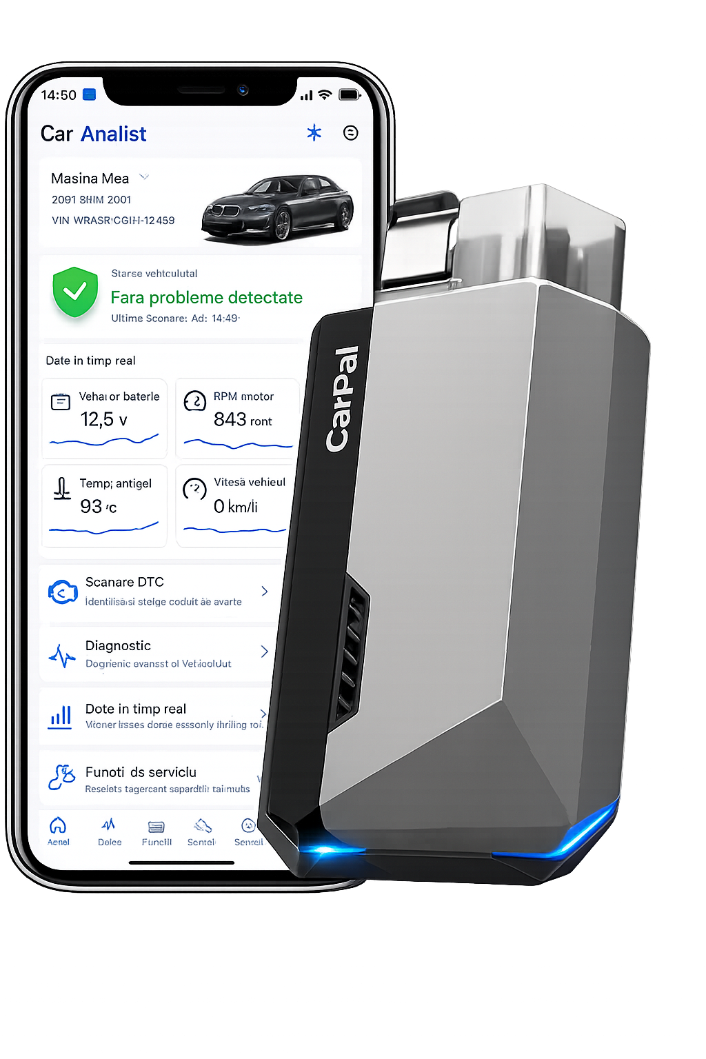 Carpal- Dispozitiv de diagnoză auto compatibil cu Apple / Android